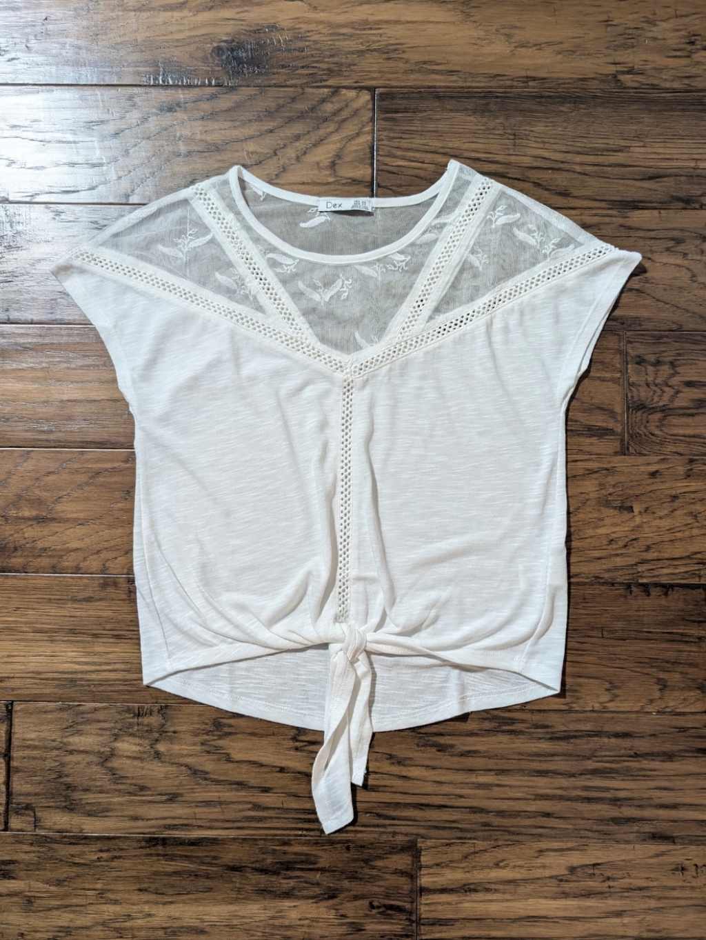 Dex Boho T Shirt Leaf Print Off White Size Xs